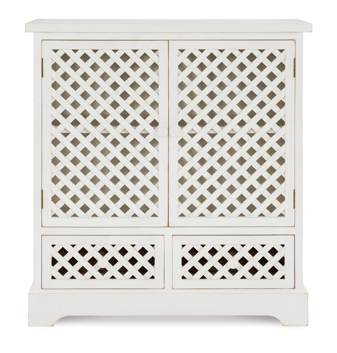 Powell Delaney 2-Door 2-Drawer Cabinet - Distressed White