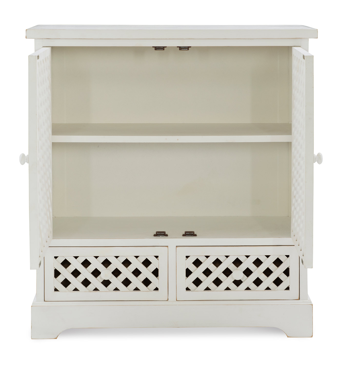 Powell Delaney 2-Door 2-Drawer Cabinet - Distressed White