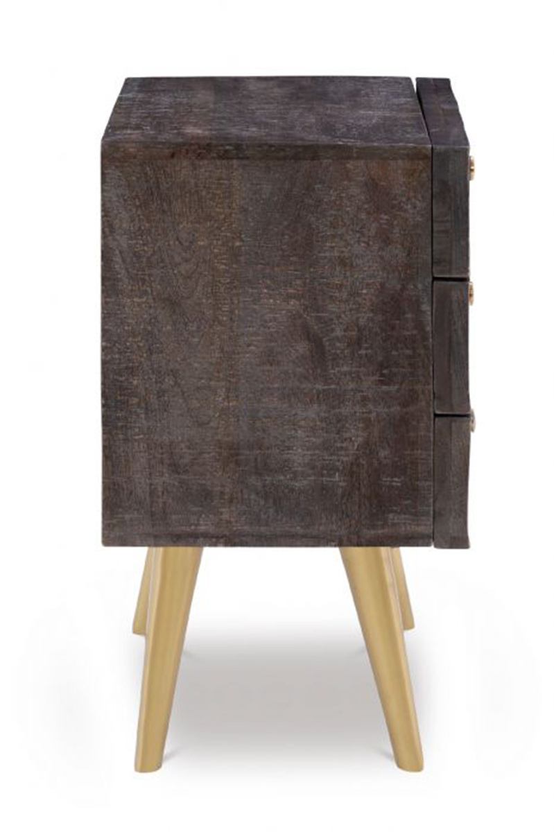 Powell Quinn 3-Drawer Cabinet - Smokey Grey/Gold