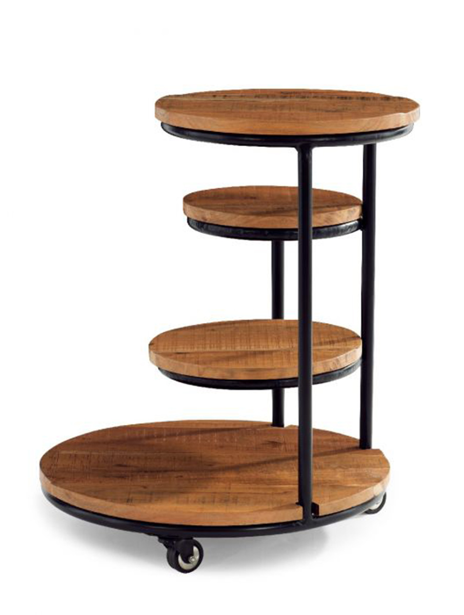 Powell Collis 4-Tiered Plant Stand Wheels - Natural and Black