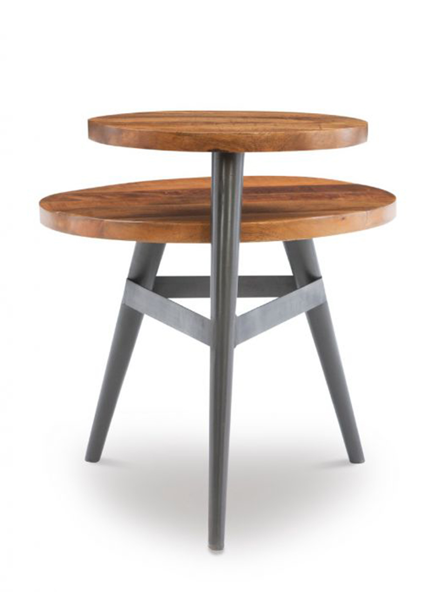 Powell Collis 2-Tiered Side Table - Natural and Gun Metal