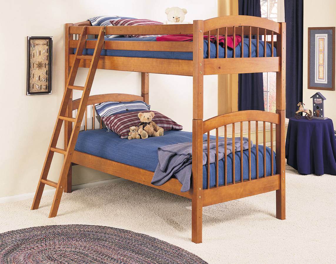 Powell Ontario Burnished Brown 3In1 TwinTwin Bunk Bed with Twin Roll