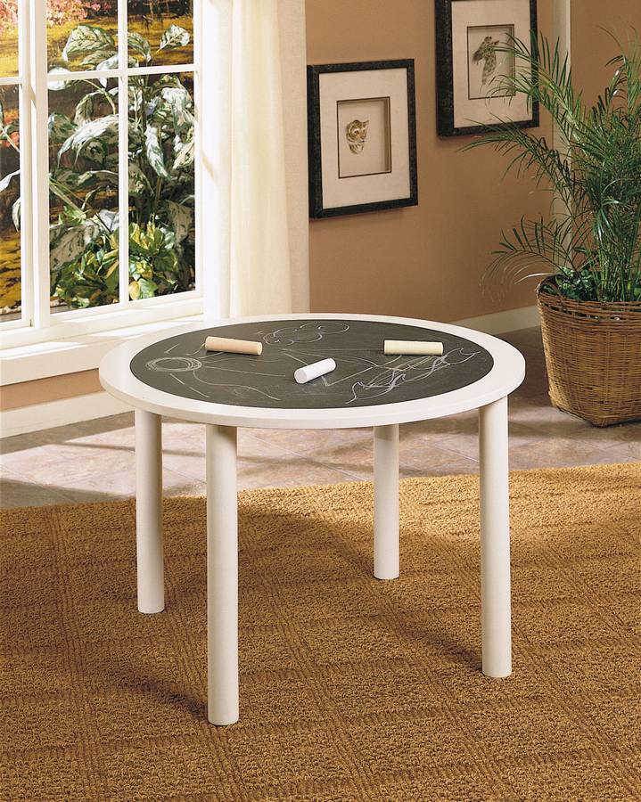 Powell White Round Chalkboard Table