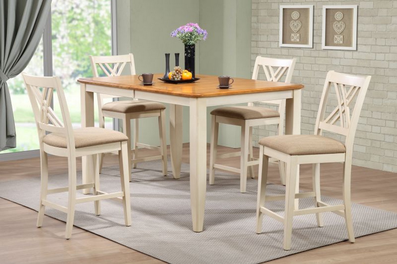 Iconic Furniture RT78 Caramel/Biscotti Double X- Back Counter Height Dining Set