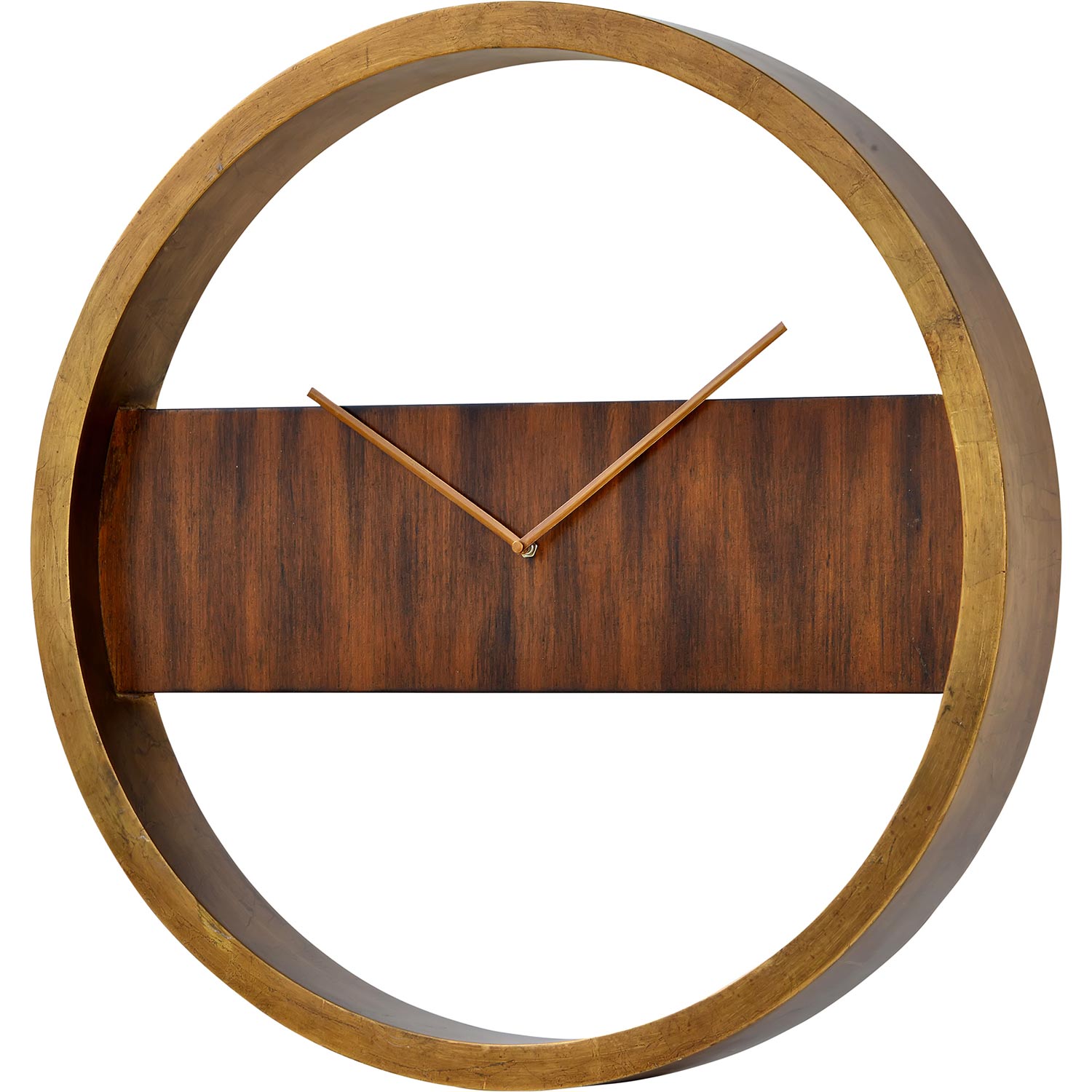Ren-Wil Boyd Wall Clock - Handpainted Gold/Walnut/Antique Brass