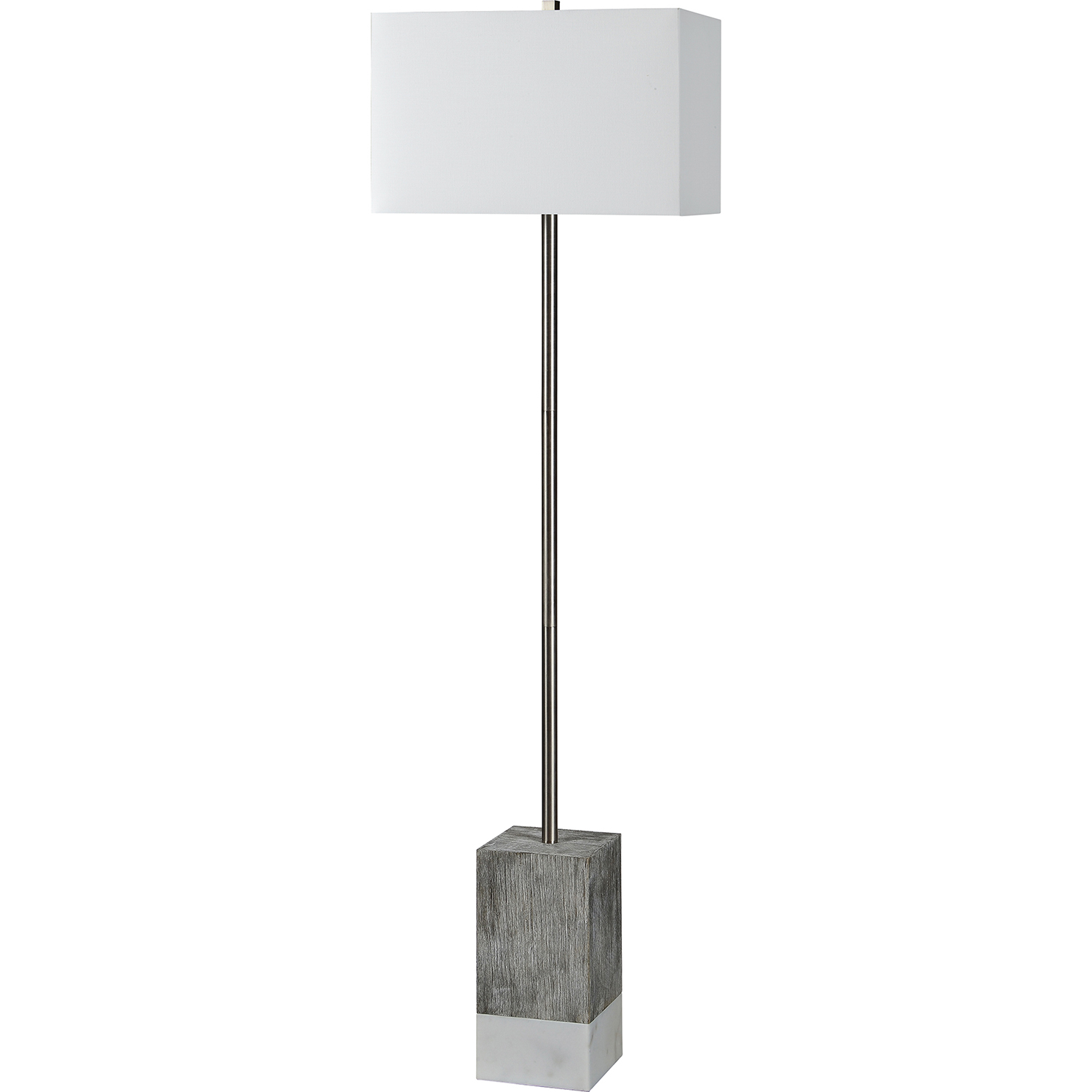Ren-Wil Steward Floor Lamp - Satin Nickel/White Marble/White Wash