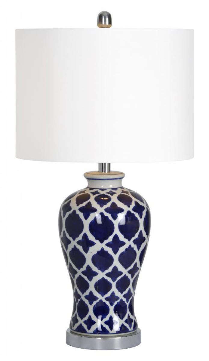 Ren-Wil Indigo Table Lamp - Blue/White morrocan pattern