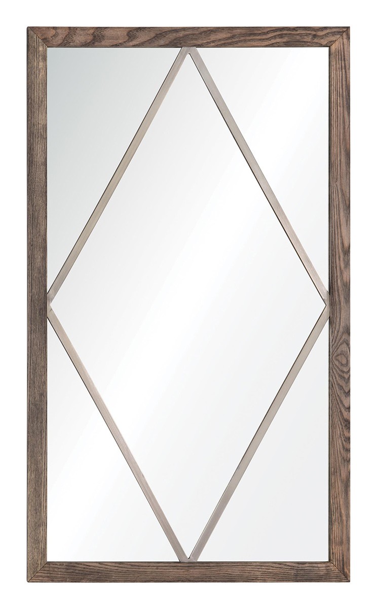 Ren-Wil MT1532 Rhombus Mirror - Natural Wood/Satin Nickel Metal