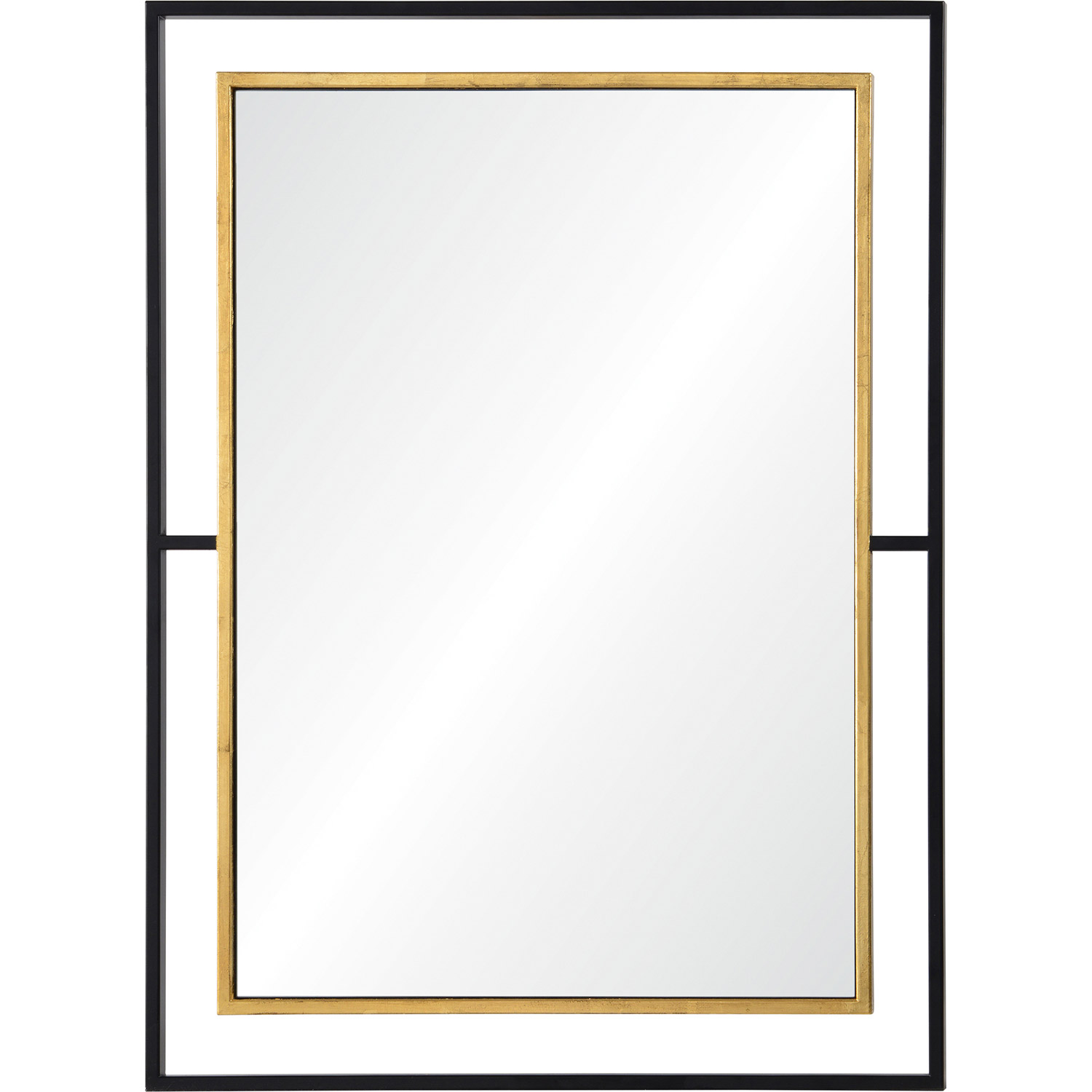 Ren-Wil Gray Rectangle Mirror - Black/Antique Gold