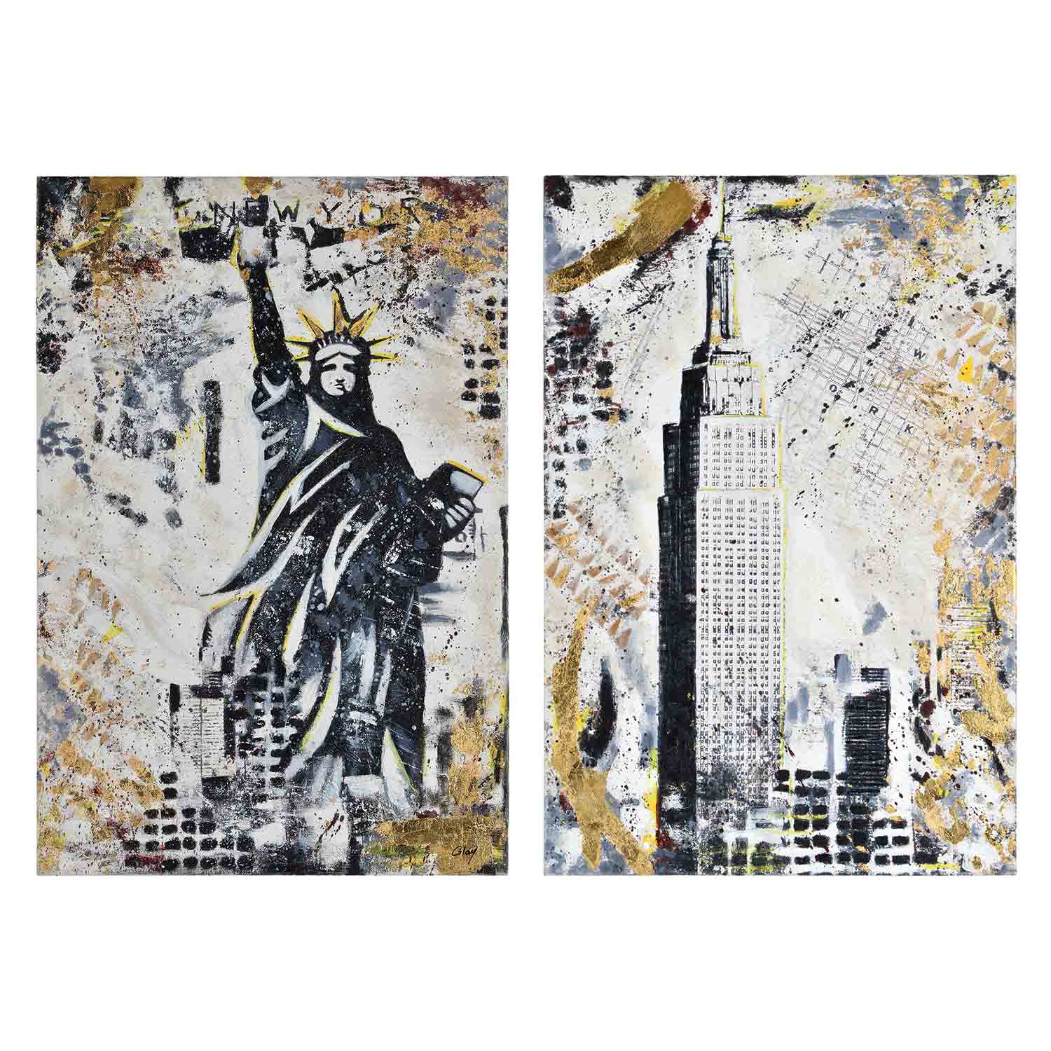 Ren-Wil Gotham Canvas Painting - Yellow/Blue Texture