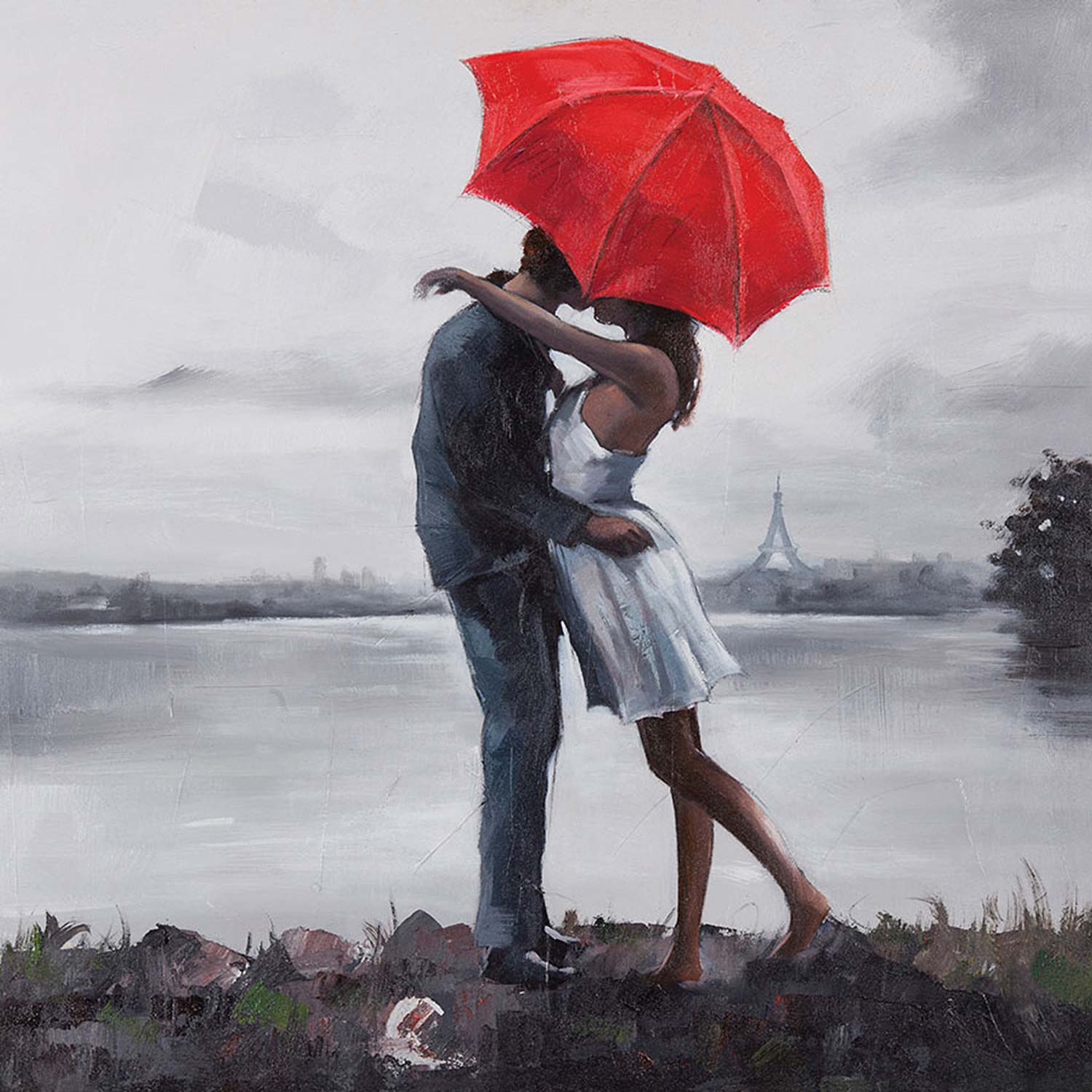 Ren-Wil Kissing in the Rain Canvas Painting