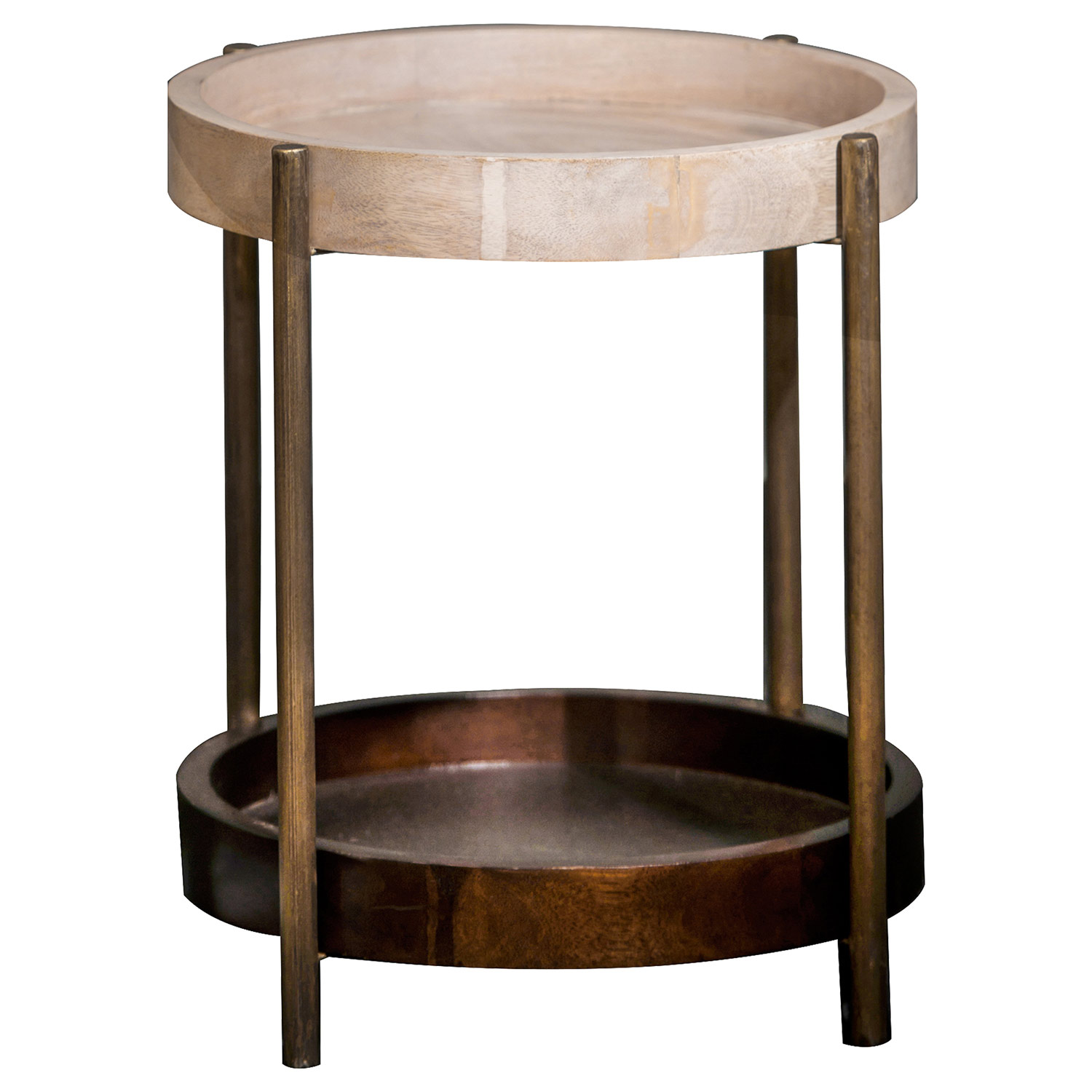 Ren-Wil Winona Accent Table - Gold Plate/White Wash