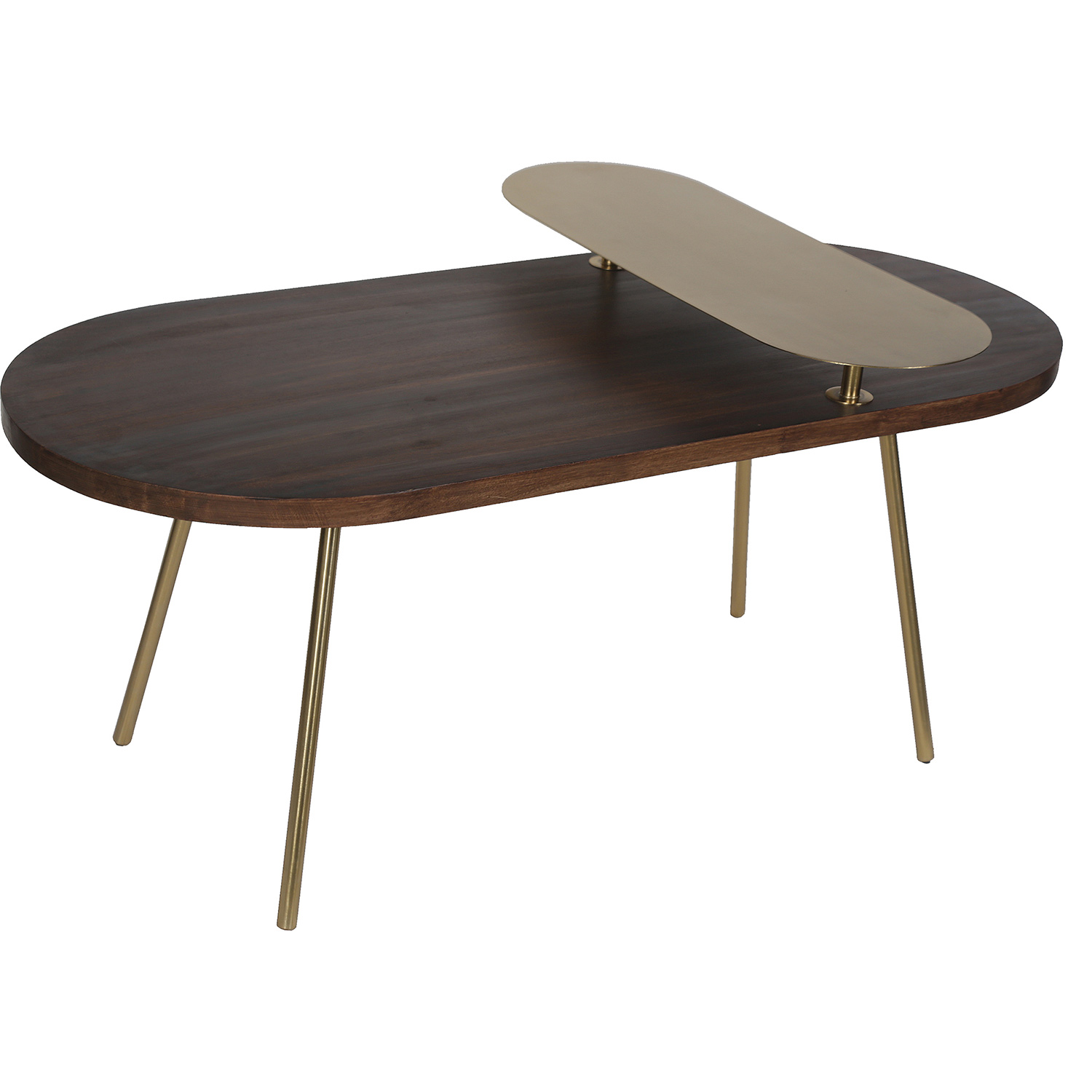 Ren-Wil Zana Accent Table - Gold Leg/Dark Wood Top