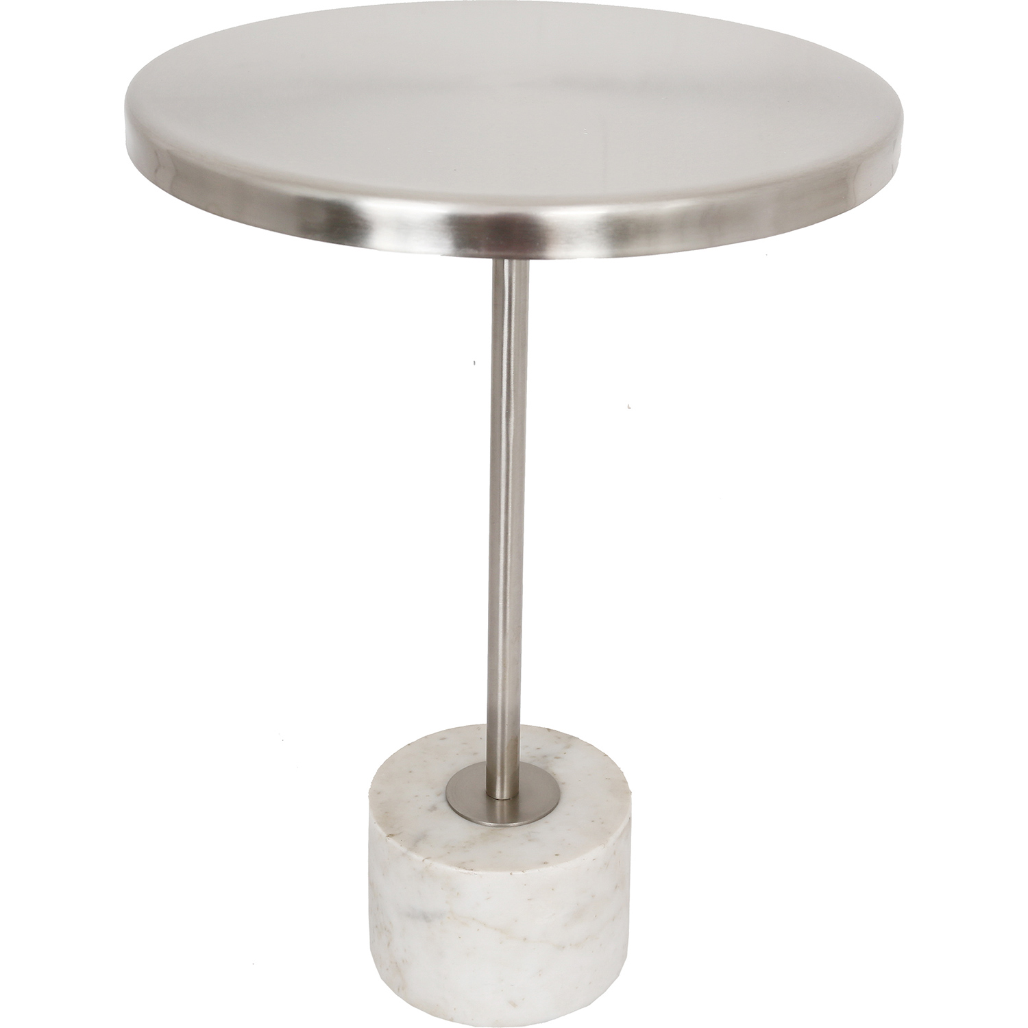 Ren-Wil Birley Accent Table - Pewter Top/White Marble Base