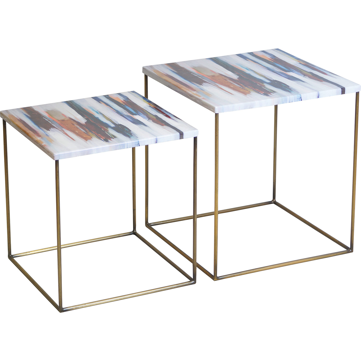 Ren-Wil Philo Accent Table - Brass Antique/Decal Top