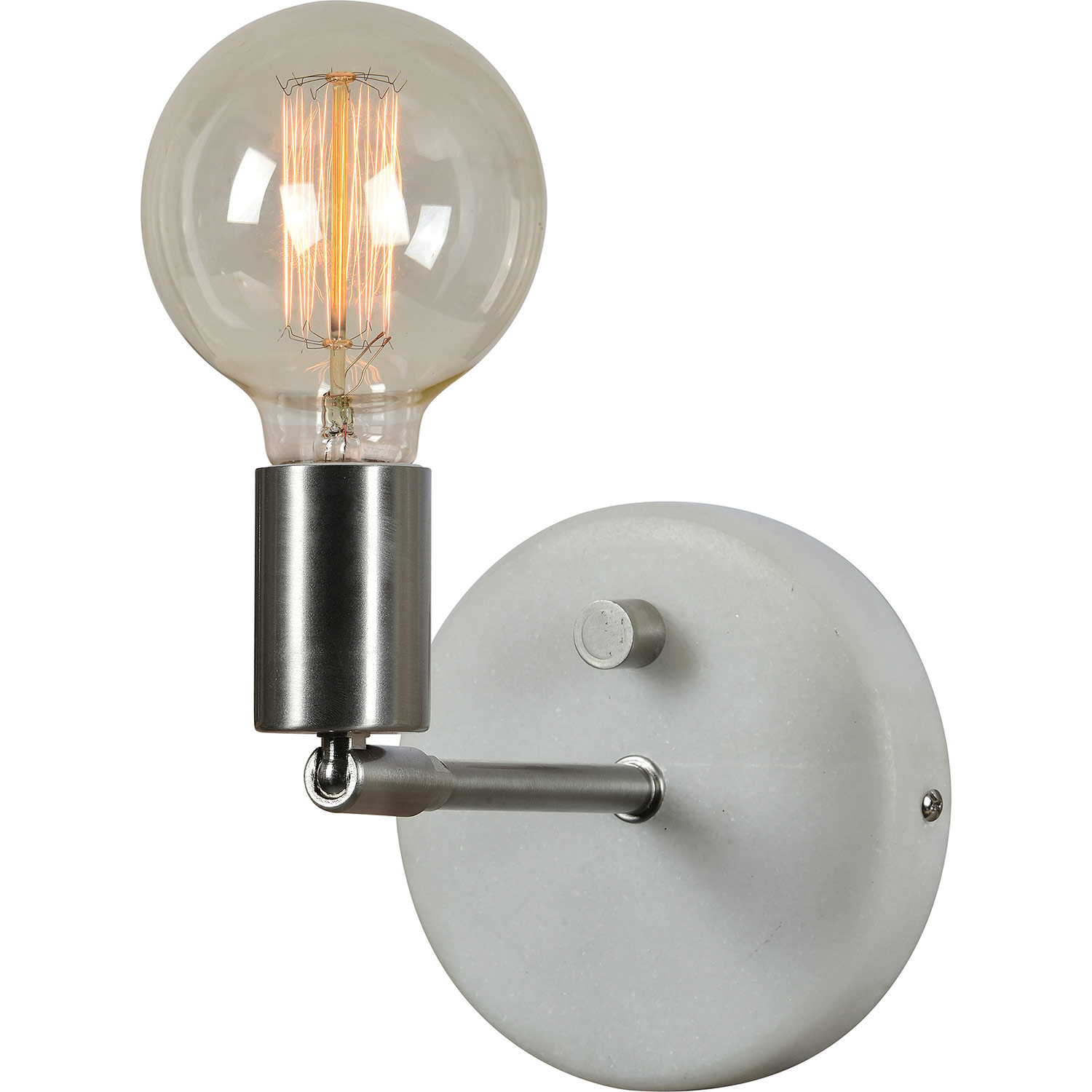 Ren-Wil Margerie Wall Sconce - Satin Nickel/White Marble