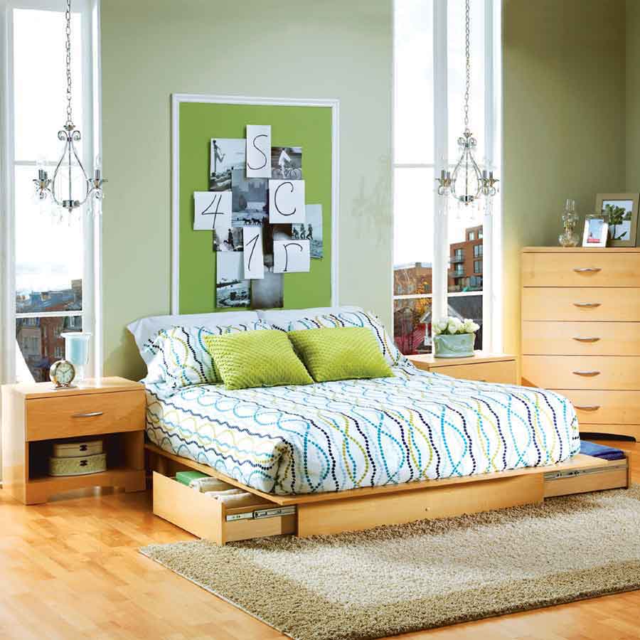 South Shore Step One Natural Maple Queen/Full Storage Platform Bed