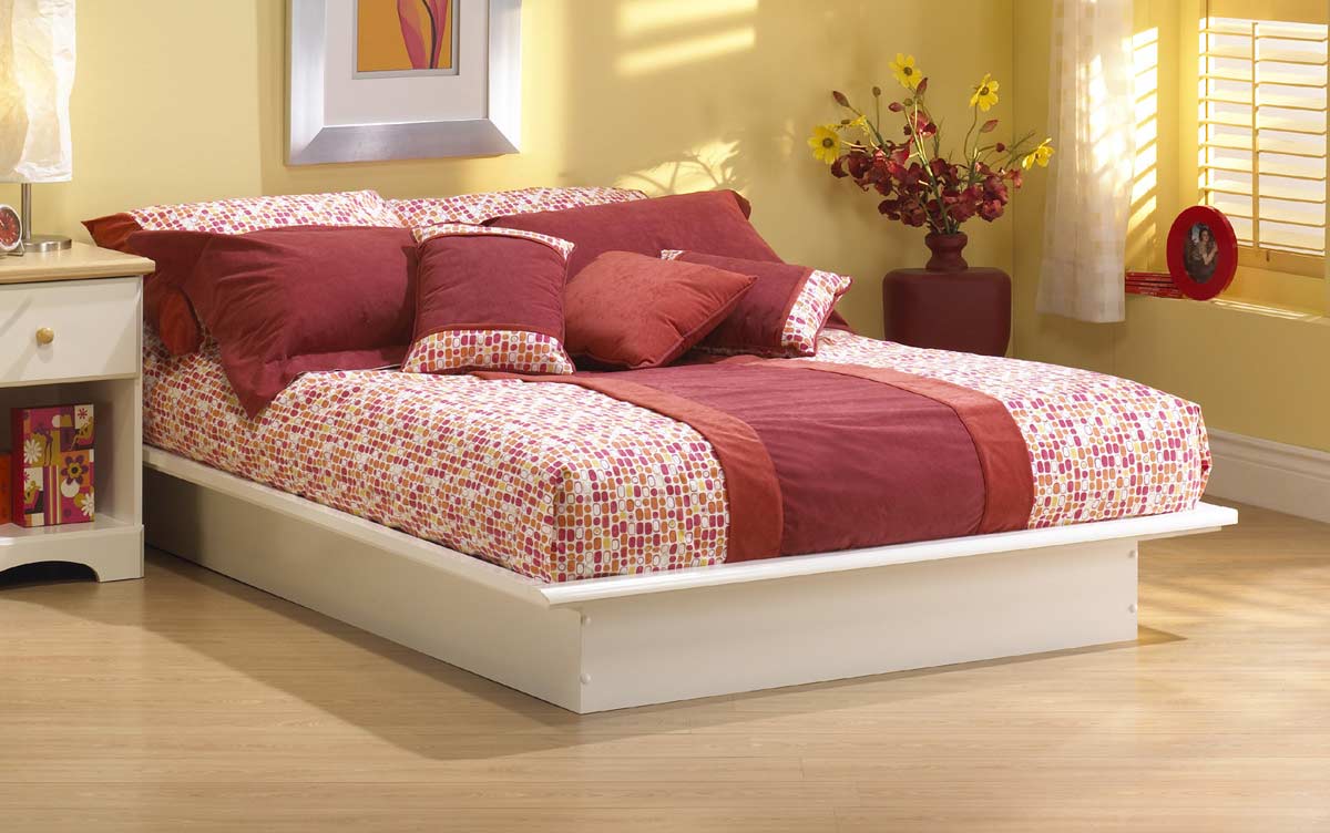 South Shore Smart Basics Solid White Twin Platform Bed