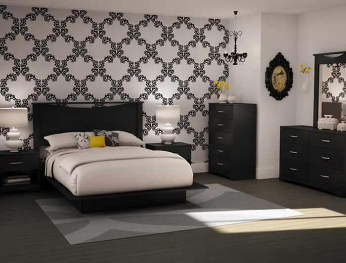 South Shore Step One Solid Black Full/queen Platform Bedroom Collection