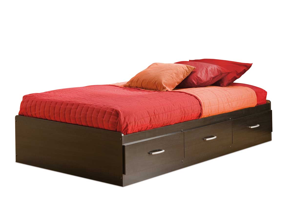 South Shore Cosmos Black Onyx and Charcoal Twin Mates Bed