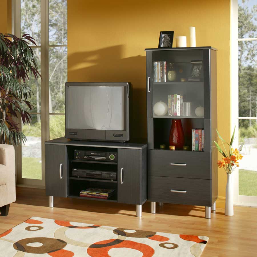 South Shore Cosmos Black Onyx and Charcoal TV Stand