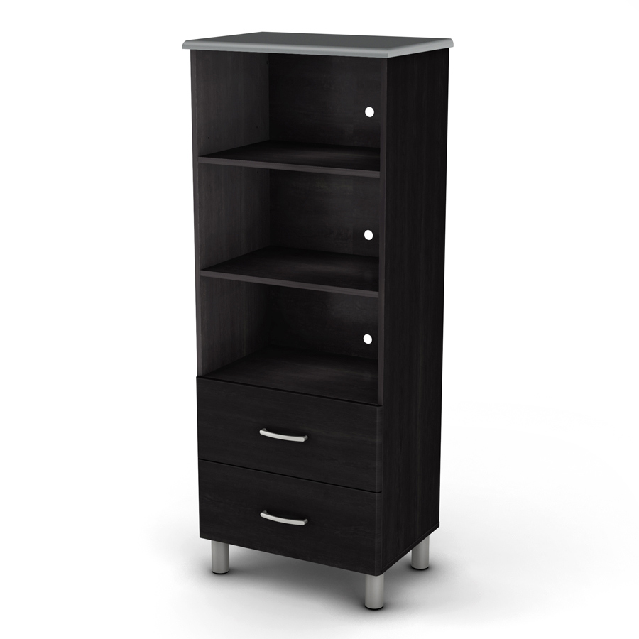 South Shore Cosmos Black Onyx And Charcoal Shelf Bookcase