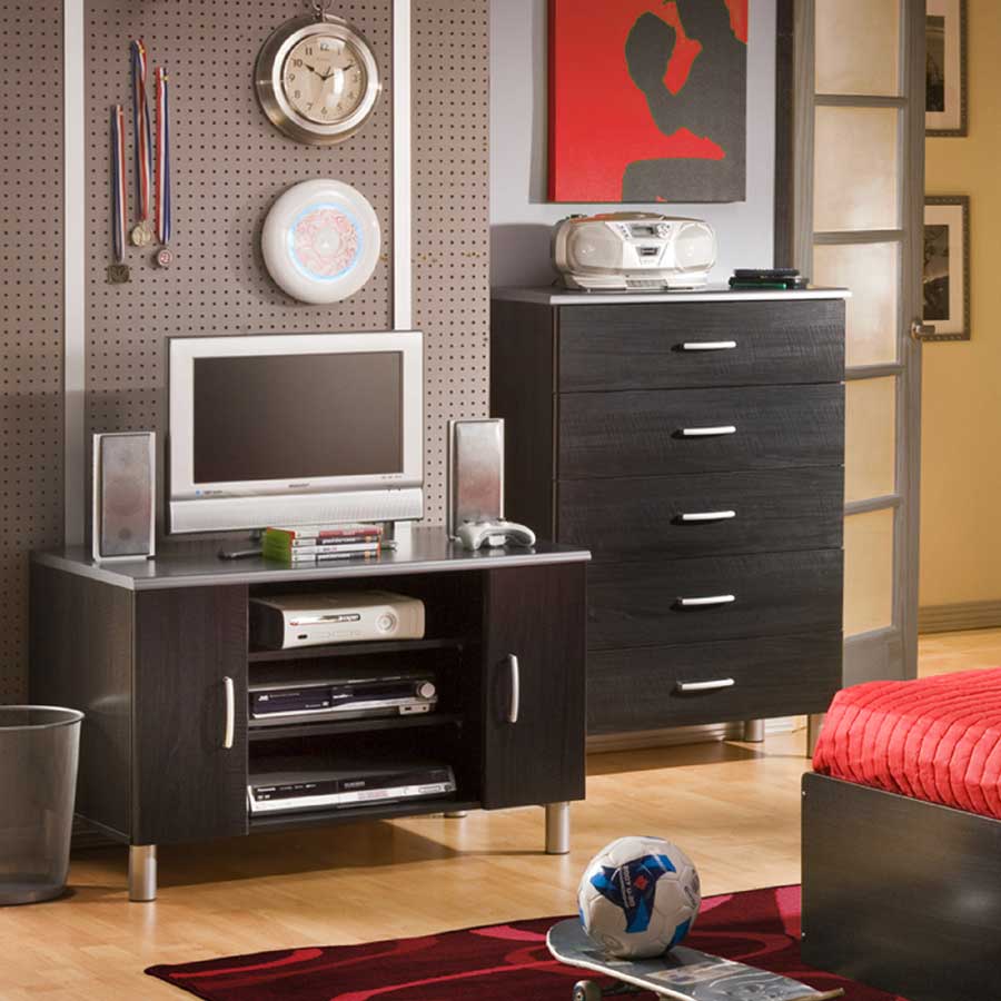 South Shore Cosmos Black Onyx and Charcoal 5 Drawer Chest