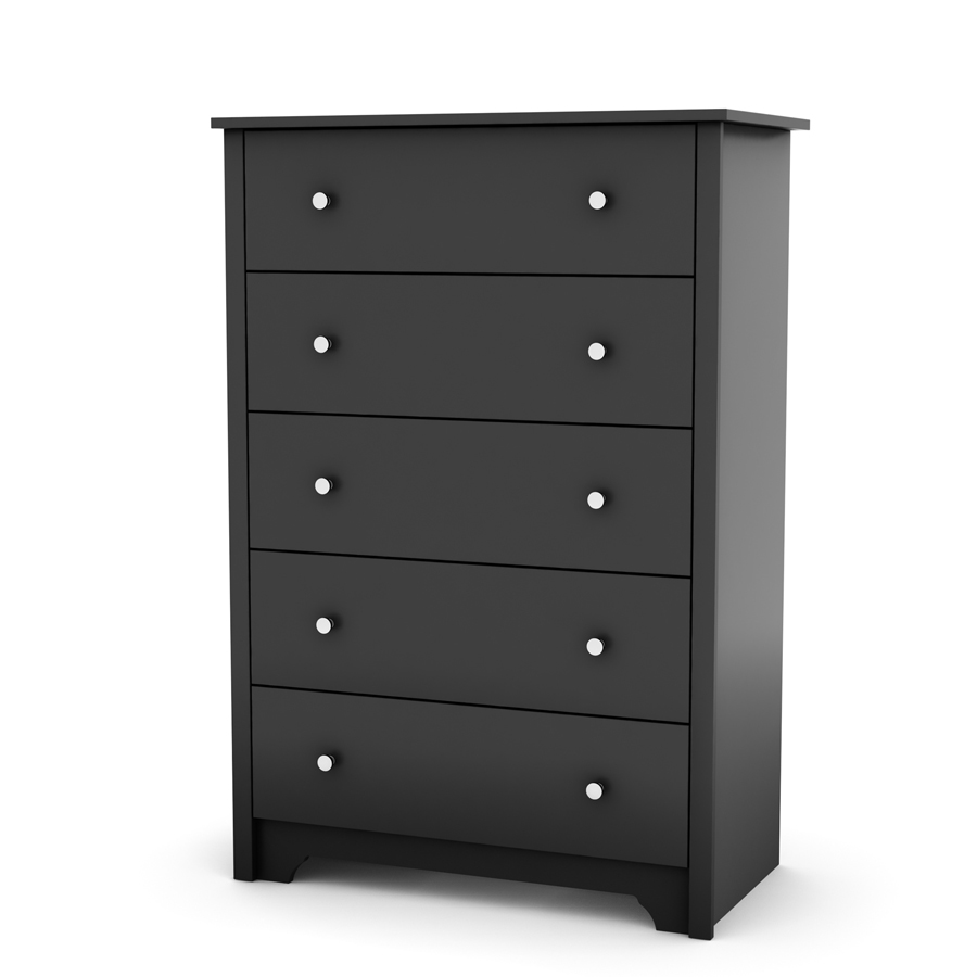 South Shore Vito Solid Black 5 Drawer Chest