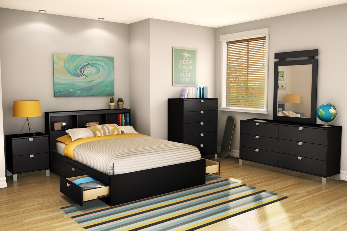 South Shore Spark Bedroom Set - Pure Black