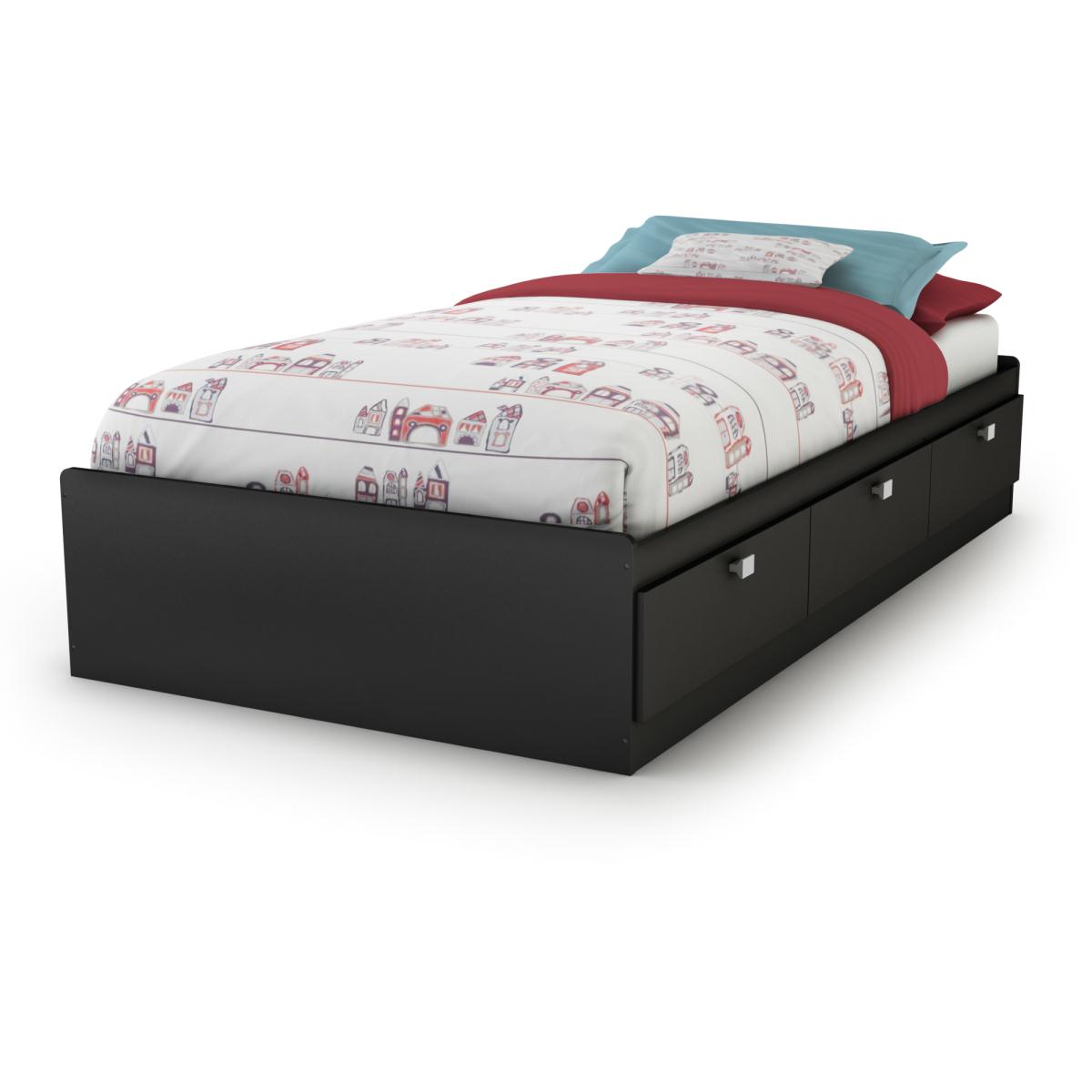 South Shore Spark Twin Mates Bed - Pure Black