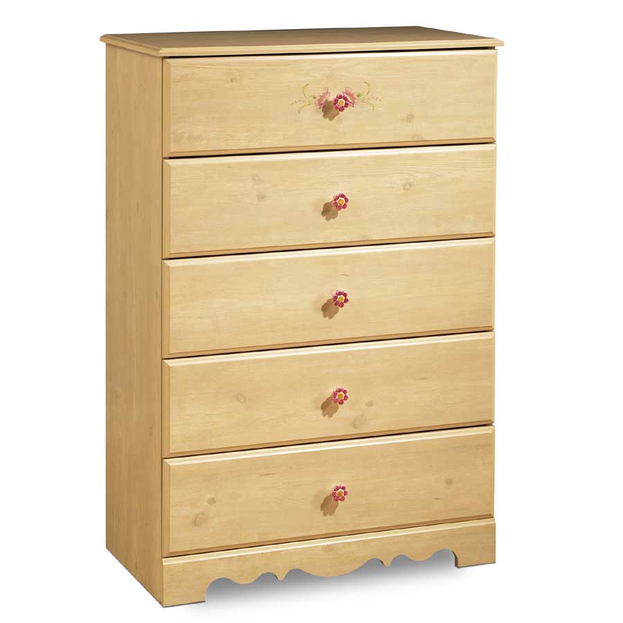 South Shore Lily Rose Romantic Pine 5 Drawer Chest