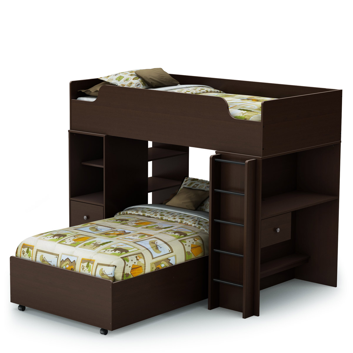 South Shore Logik Twin Loft Bed Set - Chocolate