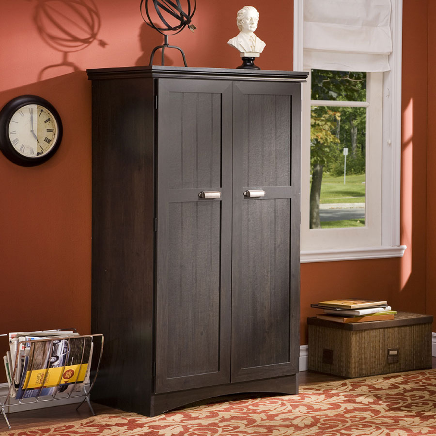 South Shore Gascony Ebony and Spice Wood Computer Armoire