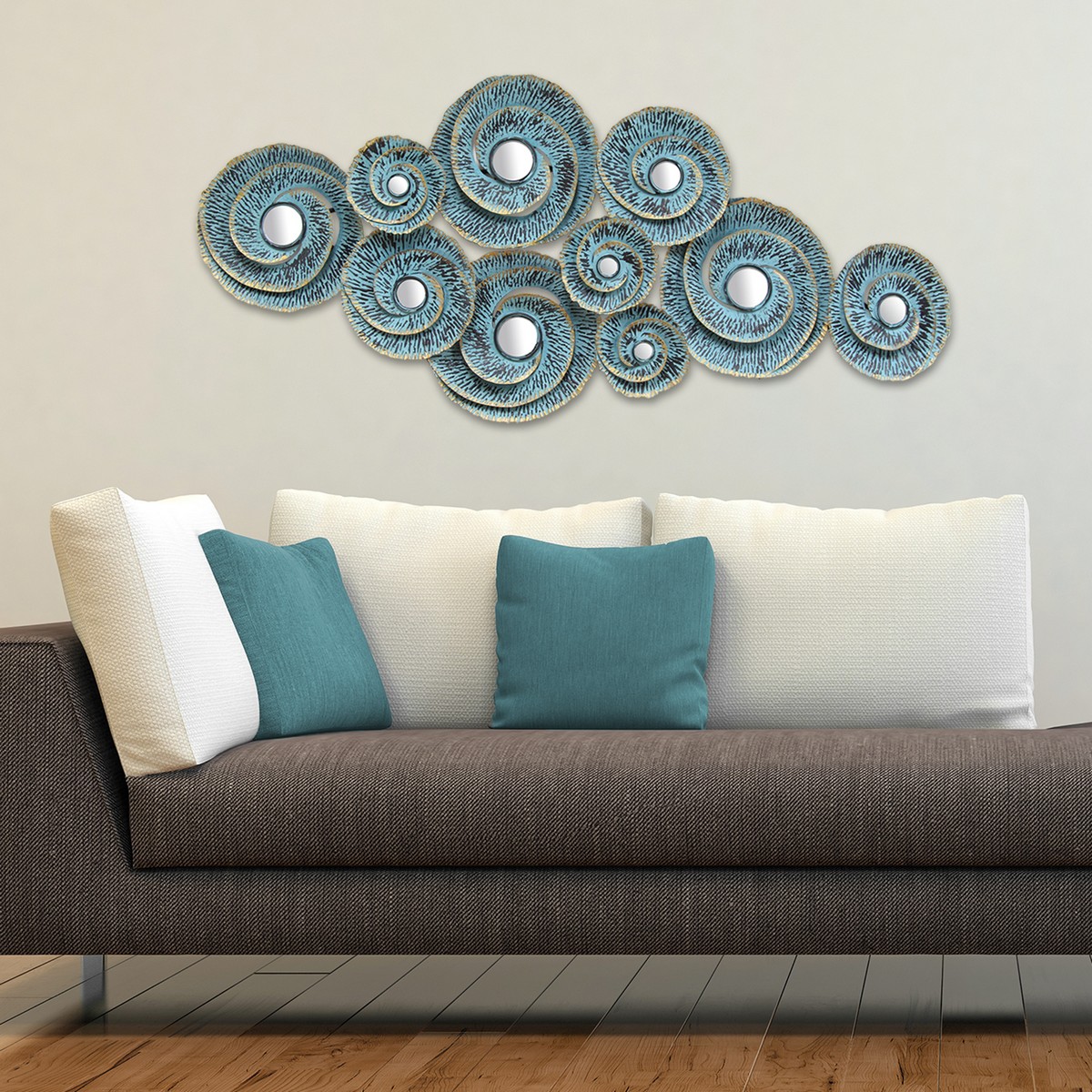 Stratton Home Decor Decorative Waves Metal Wall Decor - Distressed Teal