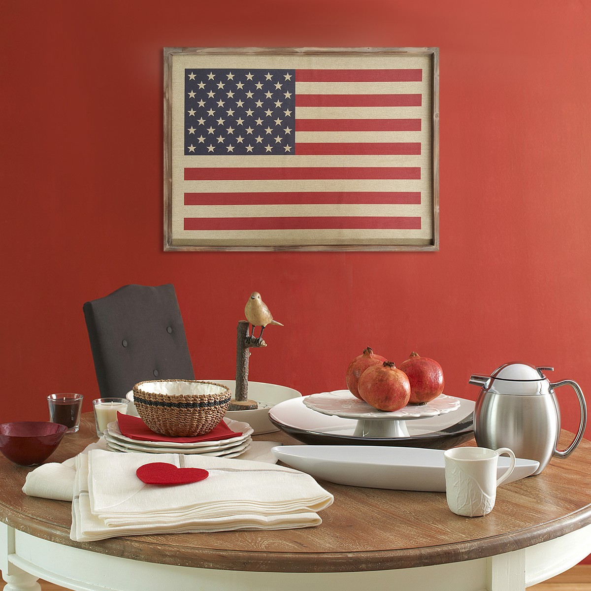 Stratton Home Decor American Flag Wall Art - Natural, Red, Blue