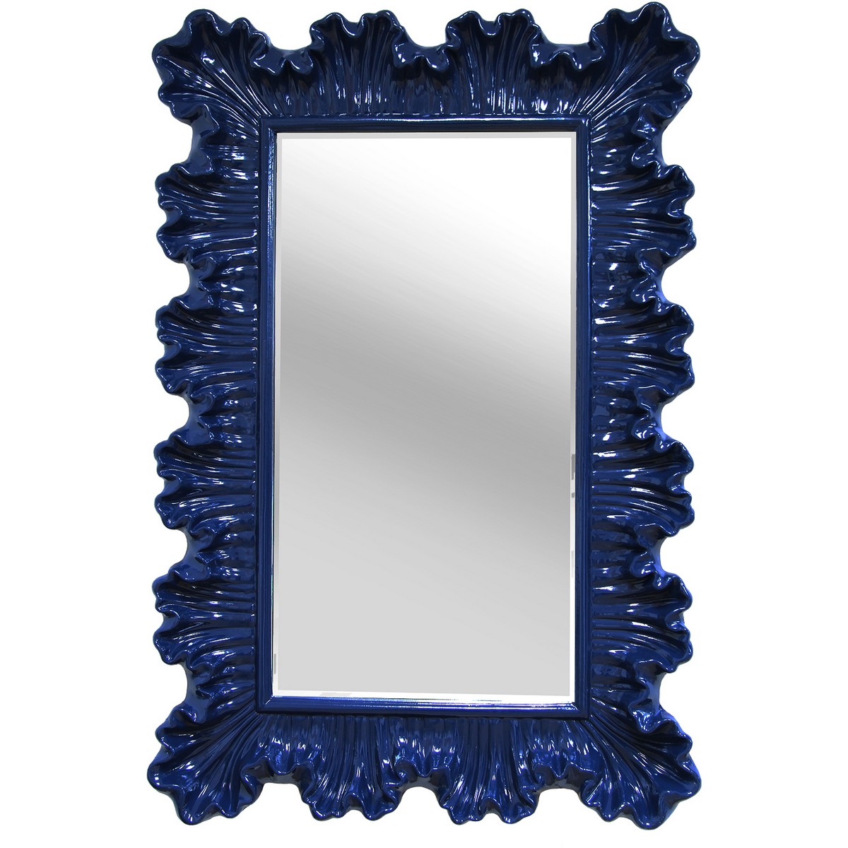 Stratton Home Decor Blue Elegant Ornate Wall Mirror - Navy Blue