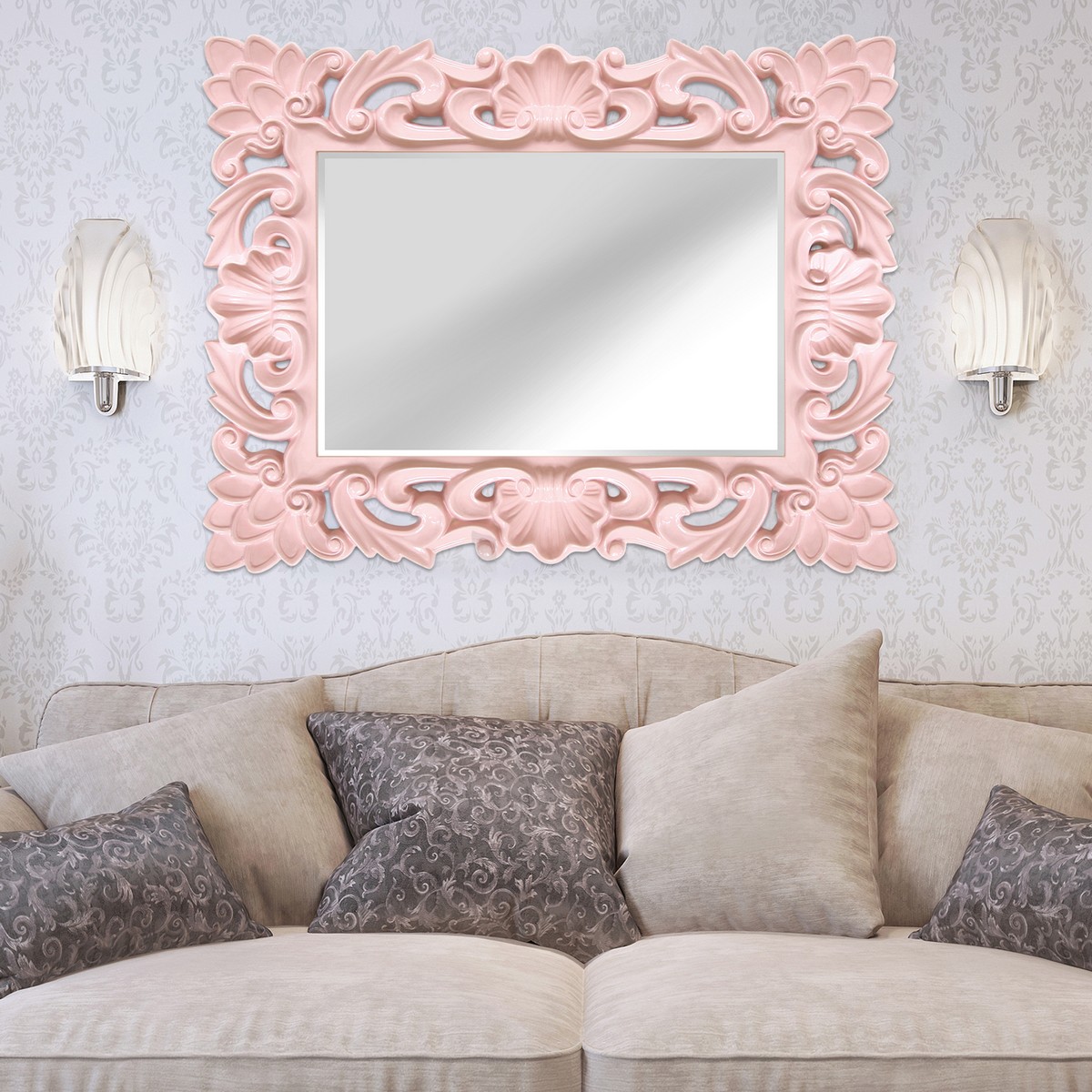 Stratton Home Decor Blush Elegant Ornate Wall Mirror - Blush