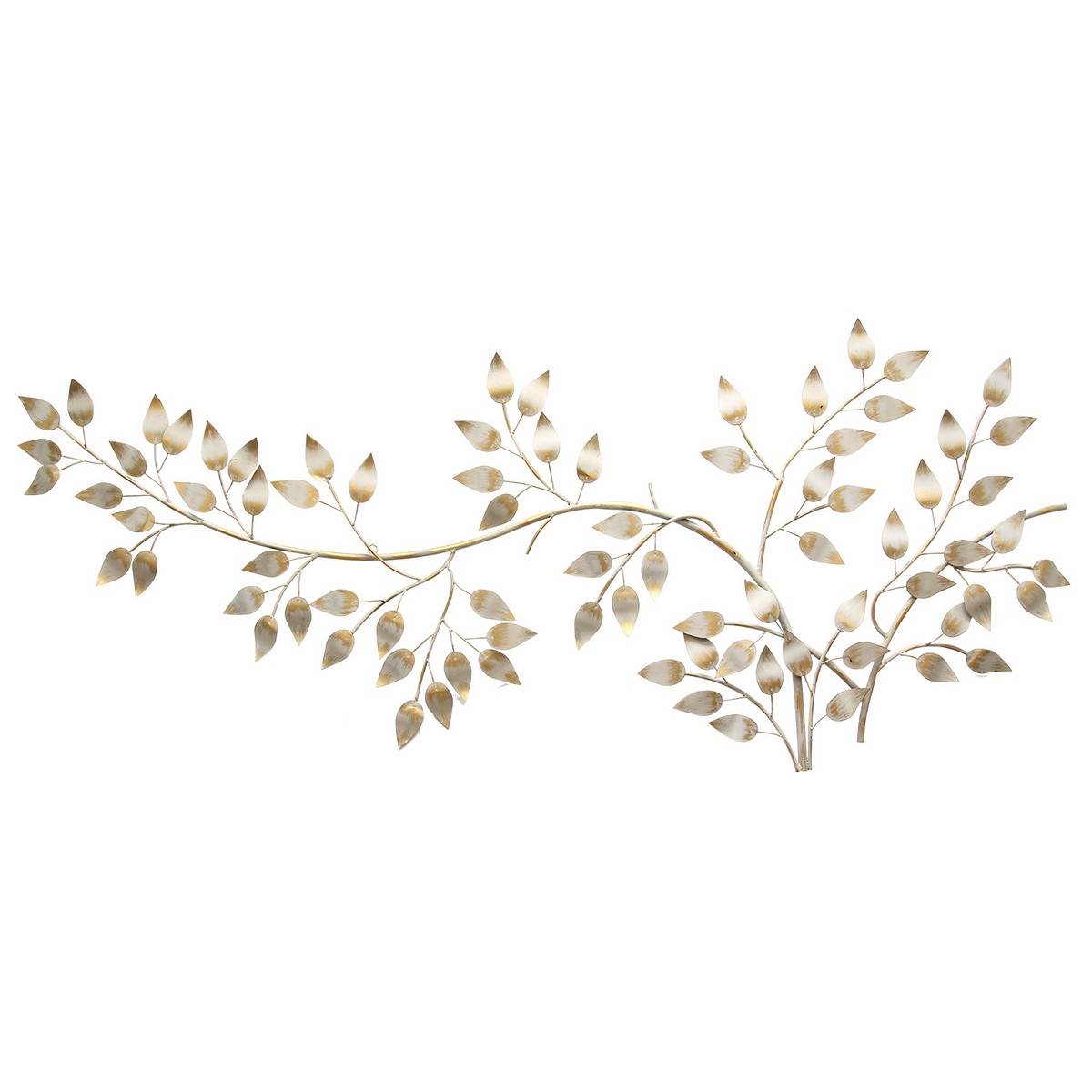 Stratton Home Decor Brushed Gold Flowing Leaves Wall Decor - Metallic Gold/White