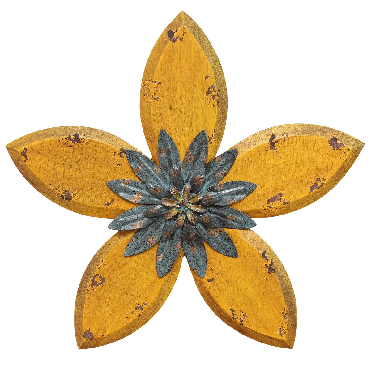 Stratton Home Decor Antique Flower Wall Decor - Yellow/Teal
