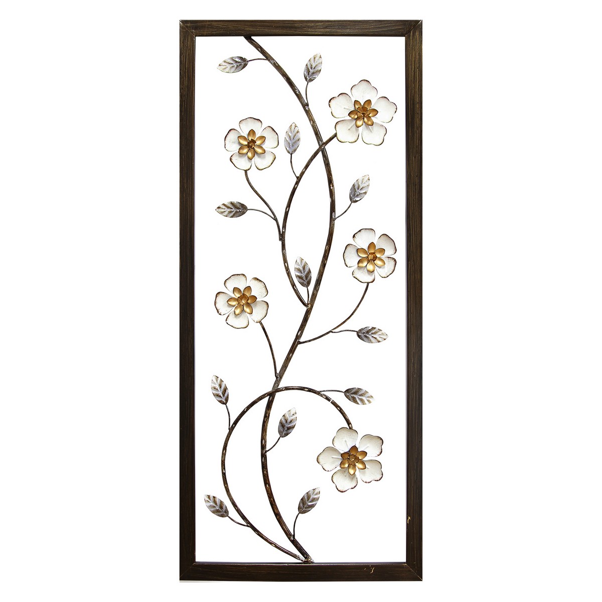 Stratton Home Decor White Blooming Floral Panel Wall Decor - White and Black