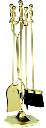 UniFlame 5 Pc Polished Brass Fireset (f-2191)-Uniflame