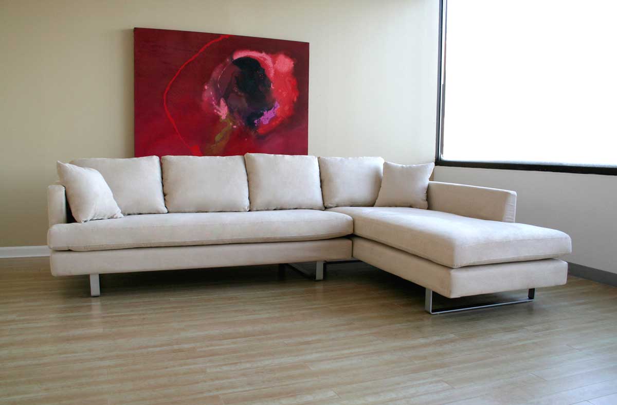 Wholesale Interiors Cream Microfiber Sectional Sofa