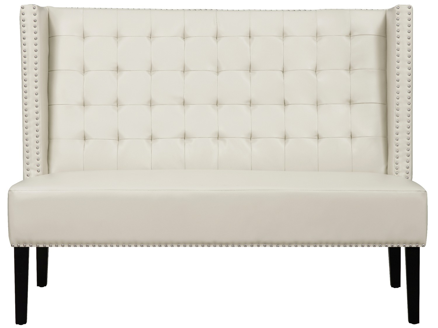 TOV Furniture Halifax Cream Leather Banquette Bench