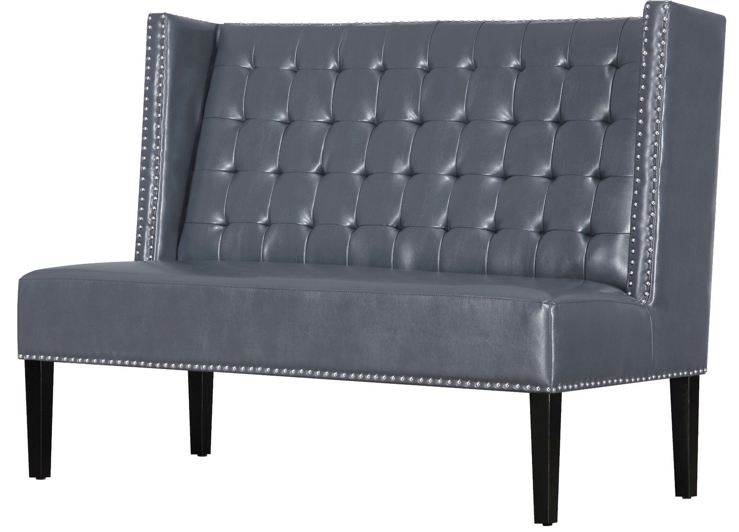 TOV Furniture Halifax Grey Leather Banquette Bench