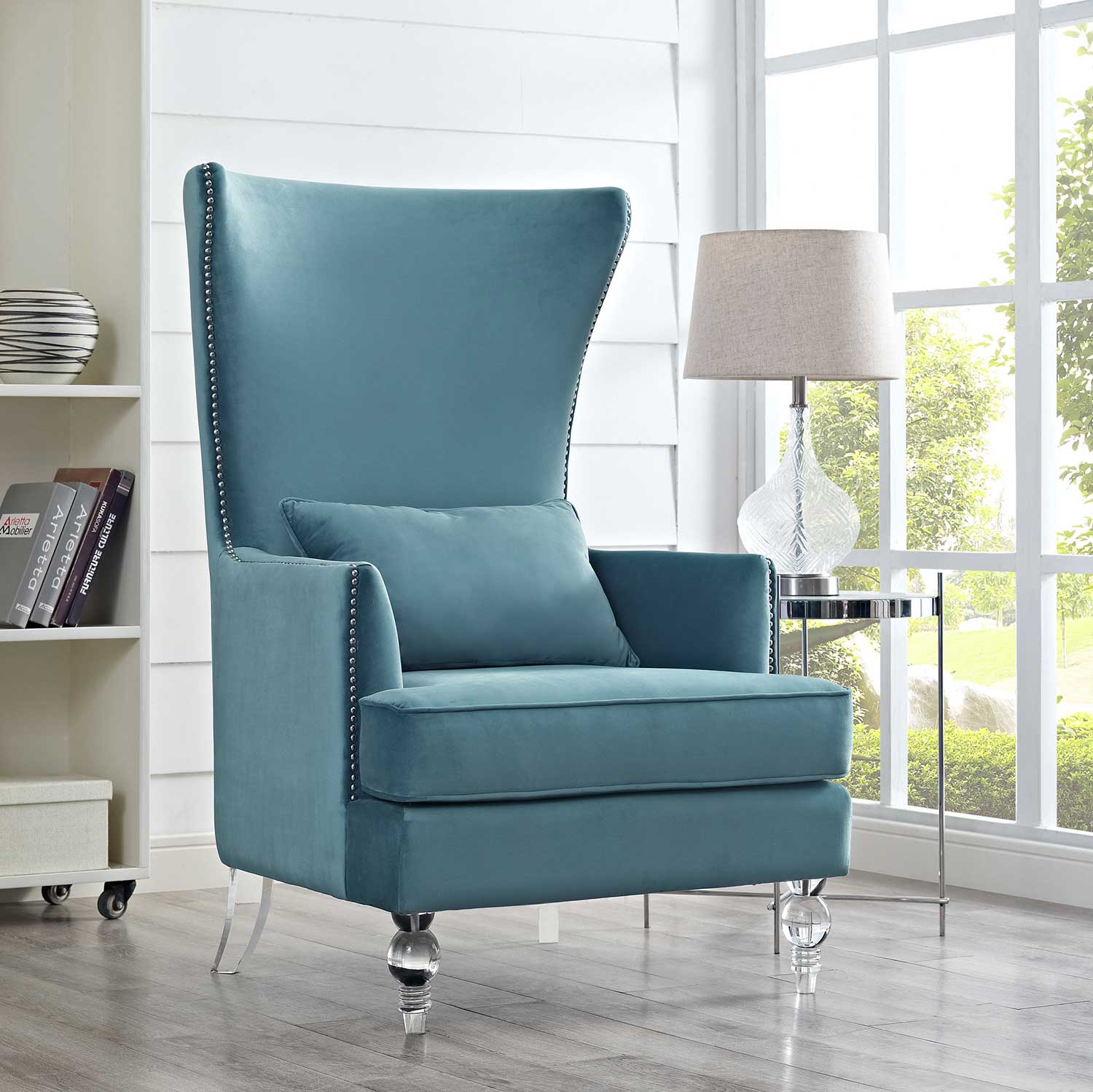 TOV Furniture Bristol Chair with Lucite Legs - Sea Blue