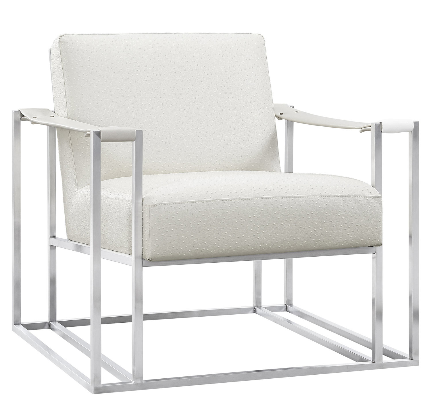 TOV Furniture Baxter Ostrich Print Chair with Silver Base - Cream