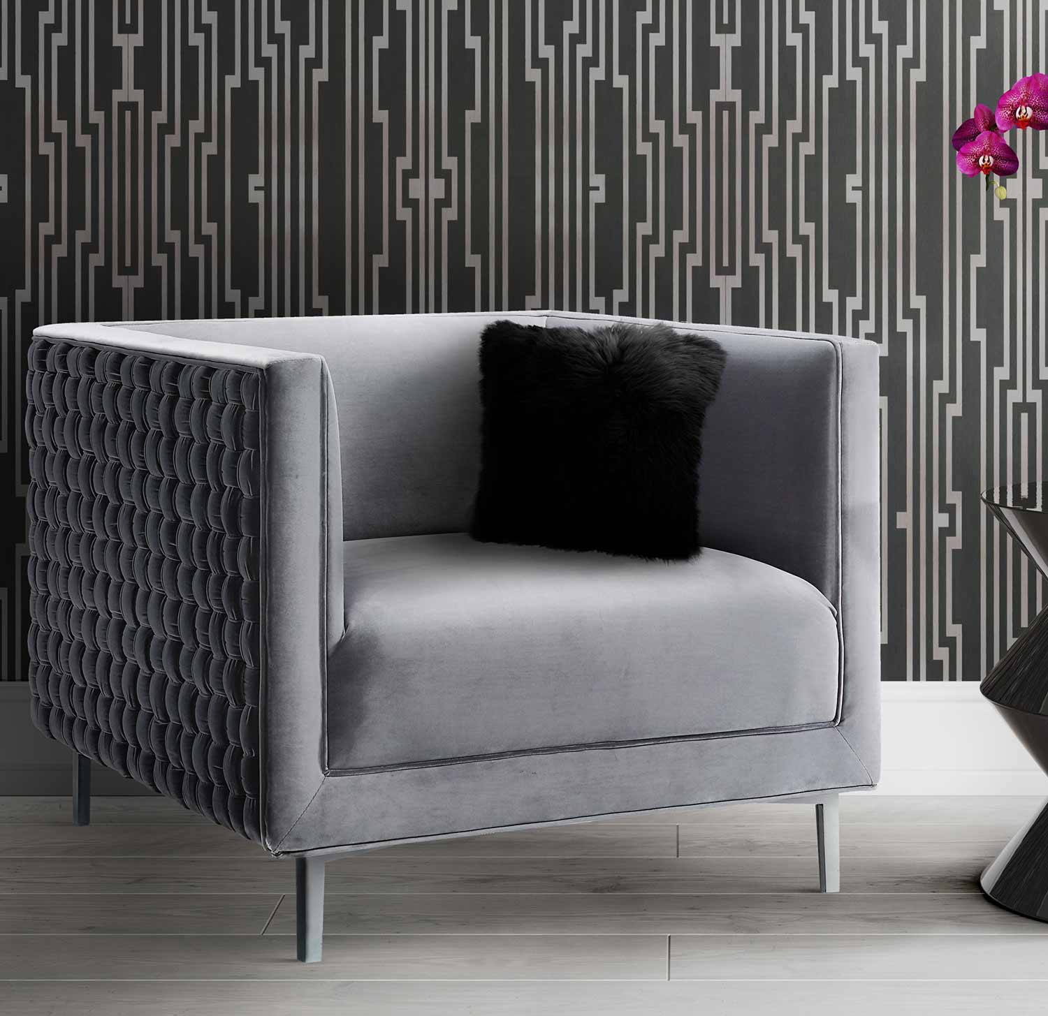 TOV Furniture Sal Woven Chair - Grey