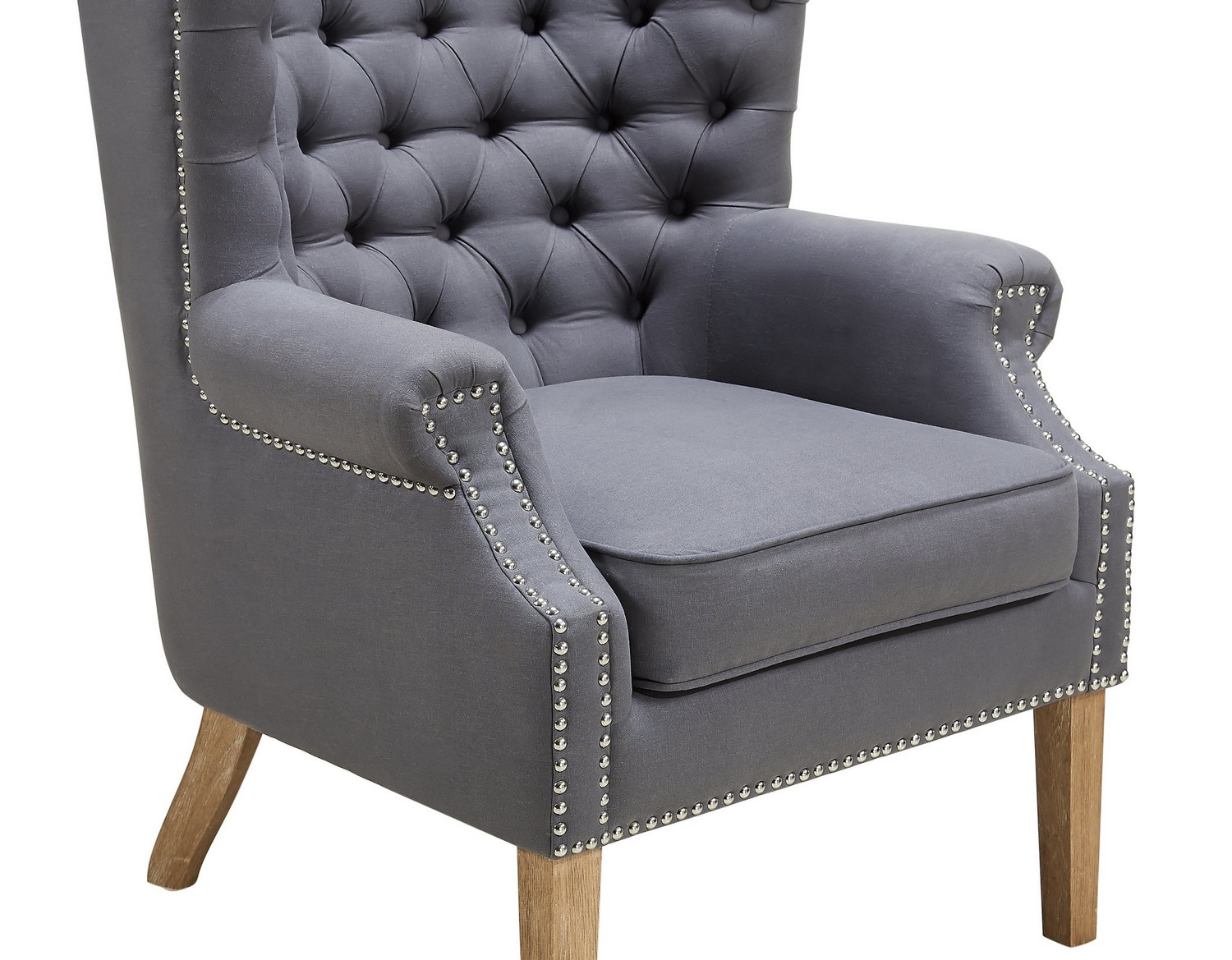 TOV Furniture Abe Grey Linen Wing Chair