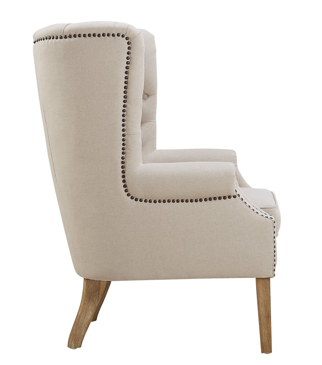 TOV Furniture Abe Beige Linen Wing Chair