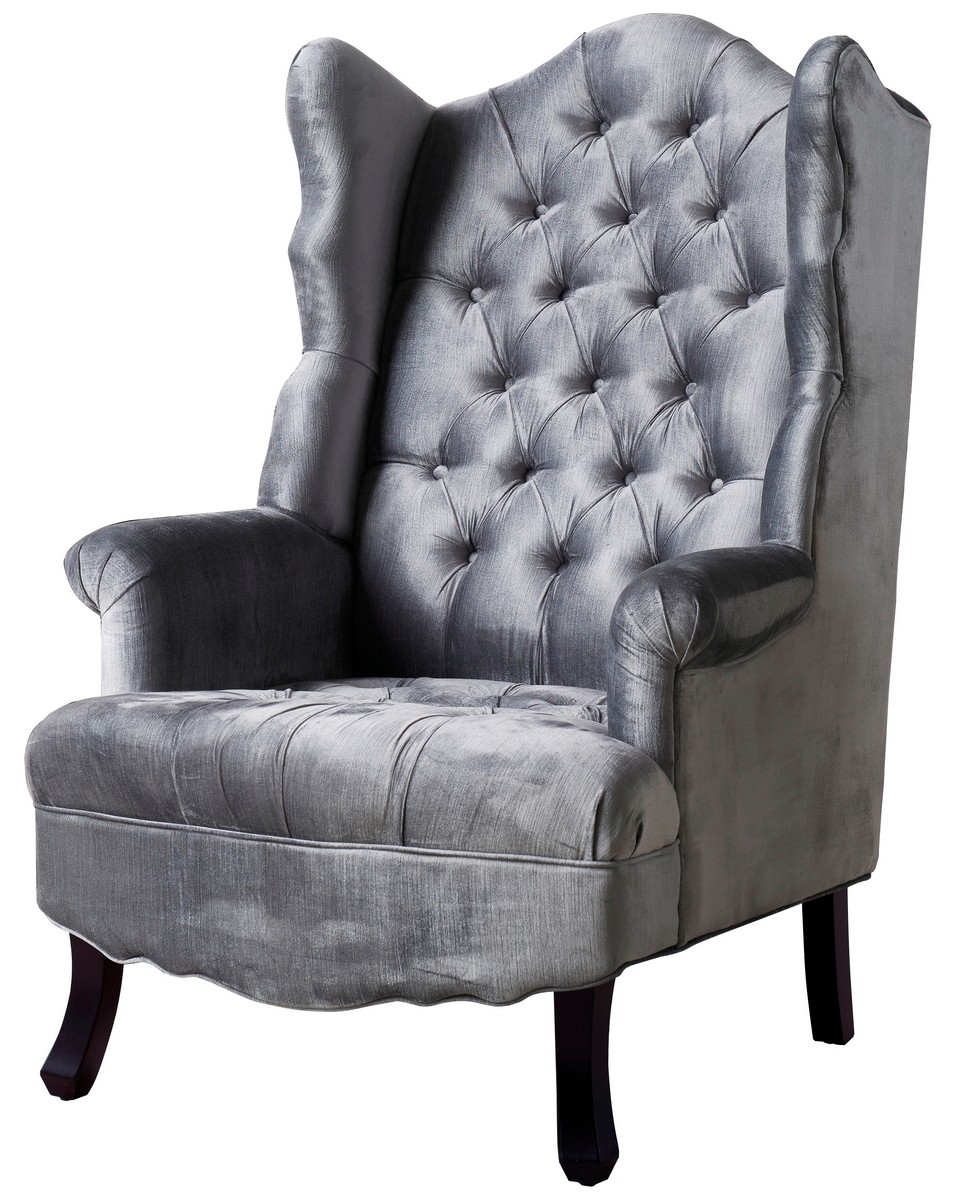 TOV Furniture Madison Grey Velvet Wing Chair